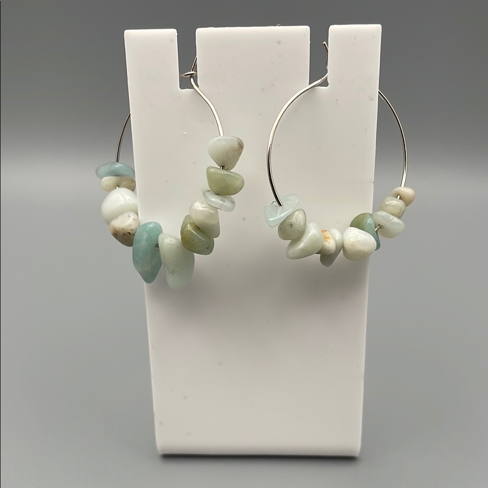 Elegant Stone Hoop Earrings